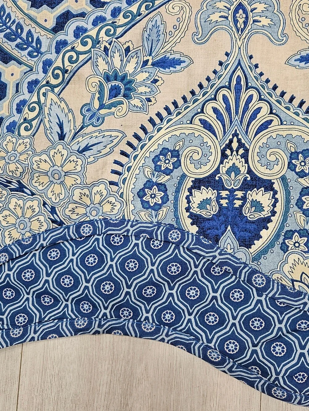 Waverly Moonlit Shadows Wave Valances Blue Medallion Floral Paisley 52x18